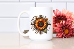 Vintage Rusted Sunflower Watercolor Clipart Product Image 2