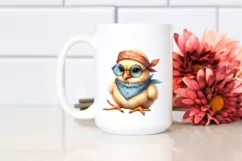Watercolor Baby Chick with Bandana Clipart Product Image 2