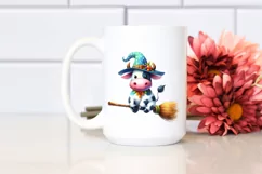 Colorful Watercolor Whimsical Cow Broom Product Image 2