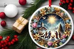 Round Christmas Ornament Sublimation|Clipart Product Image 1