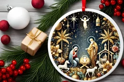 Round Christmas Ornament Sublimation|Clipart Product Image 1