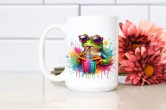Frog Drinking with Straw from Colorful Drink | Sublimation | Product Image 2
