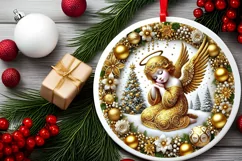 Round Christmas Ornament Sublimation|Clipart Product Image 1