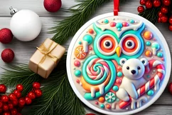 Round Christmas Ornament Sublimation|Clipart Product Image 1