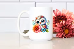 Colorful Baby Owl Cuddling Clipart Product Image 2