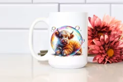 Baby Highland Cow in Bubble, PNG Product Image 2