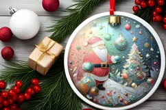 Round Christmas Ornament Sublimation|Clipart Product Image 2