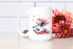 Watercolor Pastel Baby Unicorn Tumbling Spring Petals Product Image 2