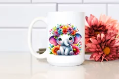 Cute Baby Elephant with Flower Crown, Transparent PNG Product Image 2