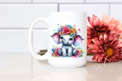 Cute Baby Elephant with Flower Crown, Transparent PNG Product Image 2