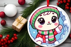 Round Christmas Ornament Sublimation|Clipart Product Image 1