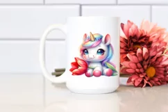 Cute Baby Unicorn | Watercolor Pastel Product Image 2