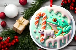 Round Christmas Ornament Sublimation|Clipart Product Image 1