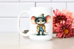 Baby Mouse in Raincoat and Party Hat | Clipart Product Image 2