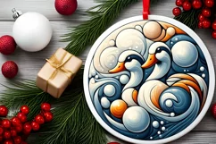 Round Christmas Ornament Sublimation|Clipart Product Image 2