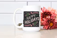 Retro Happy Holidays Christmas Png Product Image 2