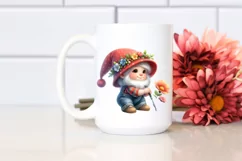 Cute Baby Gnome Playing Golf With Flowers Pastel Style Product Image 2