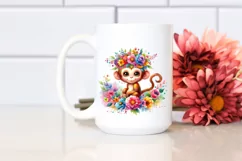 Cute Monkey with Flower Crown PNG Product Image 2