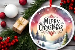 Merry Christmas Round Ornament Sublimation Product Image 1