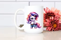 Proud Baby Unicorn Playing with Jeans, Transparent PNG Product Image 2
