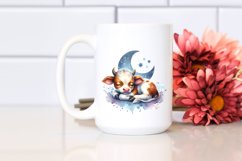 Colorful Small Baby Cow Sleeping Moon Whimsical Clipart Product Image 2