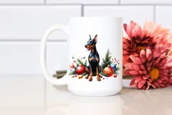 Cute Doberman Pinscher with Santa Hat, Summer PNG Product Image 2