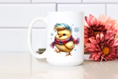 Running Baby Chicken in Winter Outfit, Transparent PNG Product Image 2
