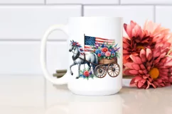Horse Wagon With Flowers USA Flag Colors Product Image 2