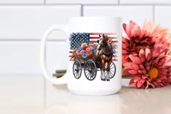 Horse Wagon With Flowers USA Flag Colors Product Image 2