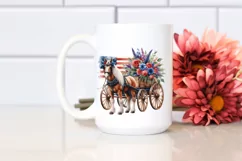 Horse Wagon With Flowers USA Flag Colors Product Image 2