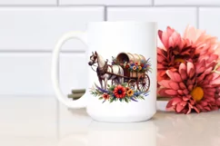 Horse Wagon With Flowers USA Flag Colors Product Image 2