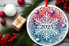 Round Christmas Ornament Sublimation|Clipart Product Image 2