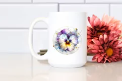 Watercolor Stained Pansy Golden Clipart Product Image 2