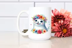 Cute Seal with Flower Crown PNG Product Image 2