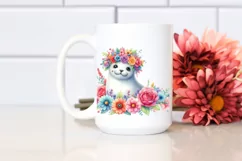 Cute Seal with Flower Crown PNG Product Image 2