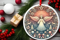 Round Christmas Ornament Sublimation|Clipart Product Image 1