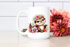 Smiling Baby Otter, Flower | Sublimation | Clipart Product Image 2