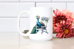 Watercolor Beach Chair Peacock Clipart Product Image 2