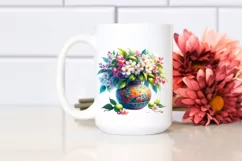 Colorful Watercolor Vase with Jasmine | Sublimation | Product Image 2