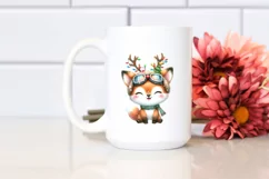 Energetic Fox with Reindeer Horns PNG Product Image 2