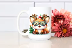 Energetic Fox with Reindeer Horns PNG Product Image 2