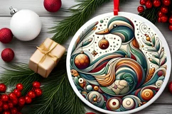 Round Christmas Ornament Sublimation|Clipart Product Image 2