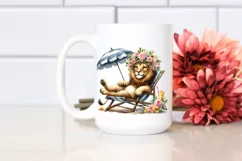 Watercolor Beach Chair Lion Clipart Product Image 2