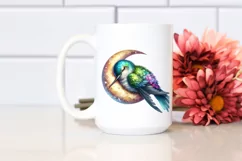 Sleeping Baby Hummingbird with Moon PNG Product Image 2