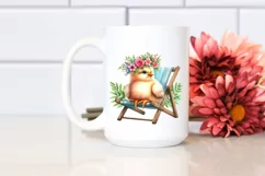 Watercolor Beach Chair Chicken Clipart Product Image 2