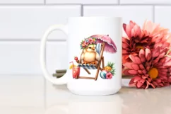 Watercolor Beach Chair Chicken Clipart Product Image 2