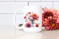 Filled Poppy Watercolor Clipart Product Image 2