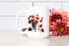 Filled Poppy Watercolor Clipart Product Image 2