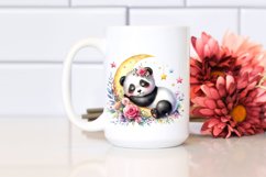 Colorful Small Baby Panda Sleeping Moon Stars Clipart Product Image 2