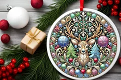 Round Christmas Ornament Sublimation|Clipart Product Image 1